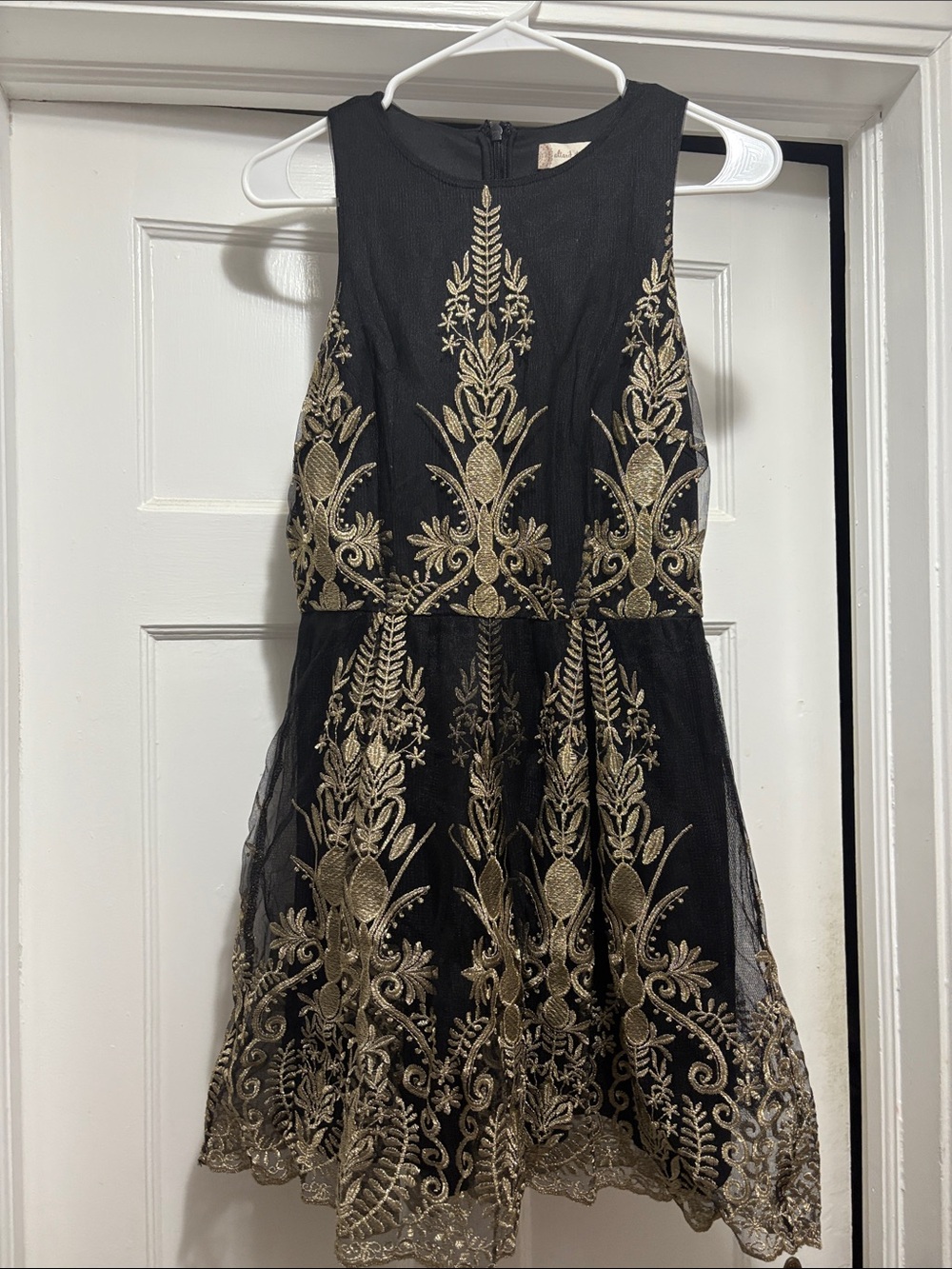 Altar'd State Black Dress with Gold Embroidery